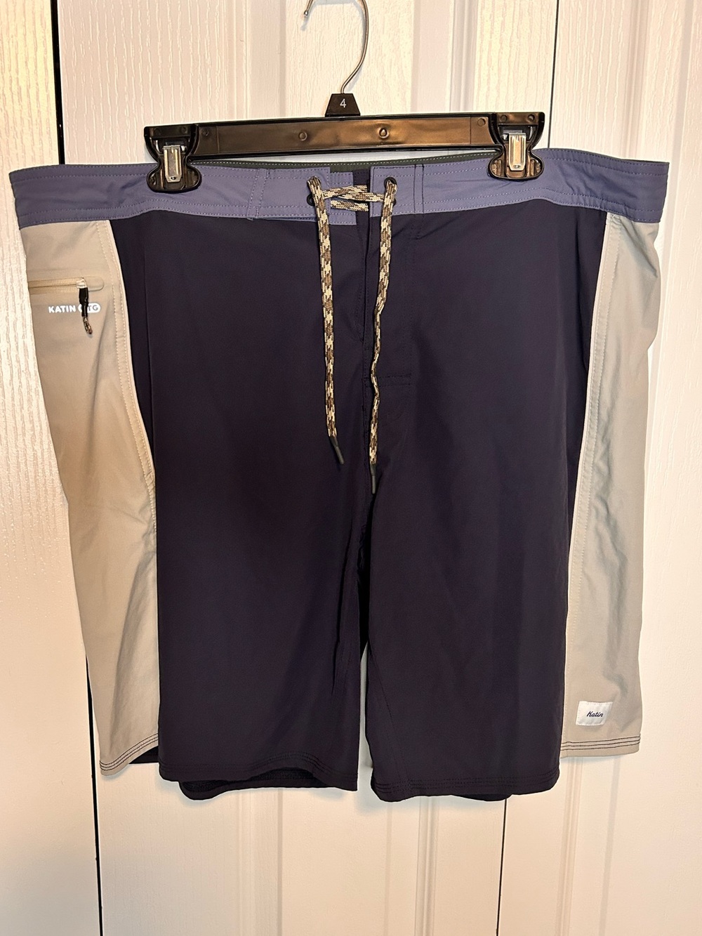 Katin Men’s Size 38 Two-Tone Navy Gray Surf Swim Board Shorts Beach Pocket